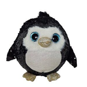Fiesta Black White Sequin Shiny Owl Plush Stuffed Animal 9"